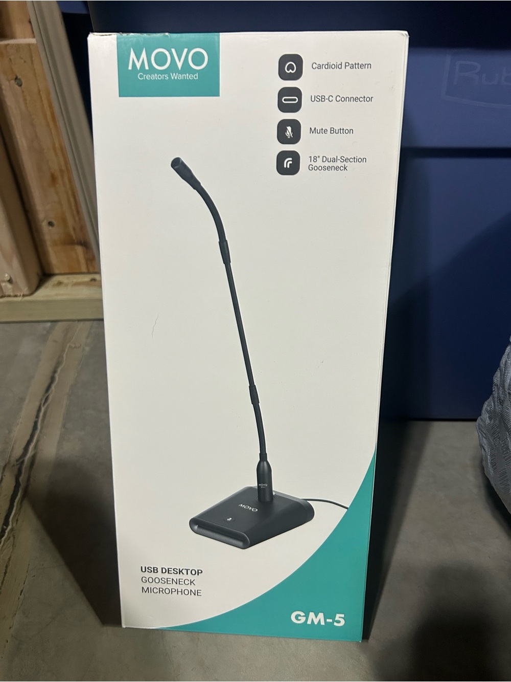 Movo GM-5 Professional 18-inch Gooseneck Microphone with USB Interface Stand